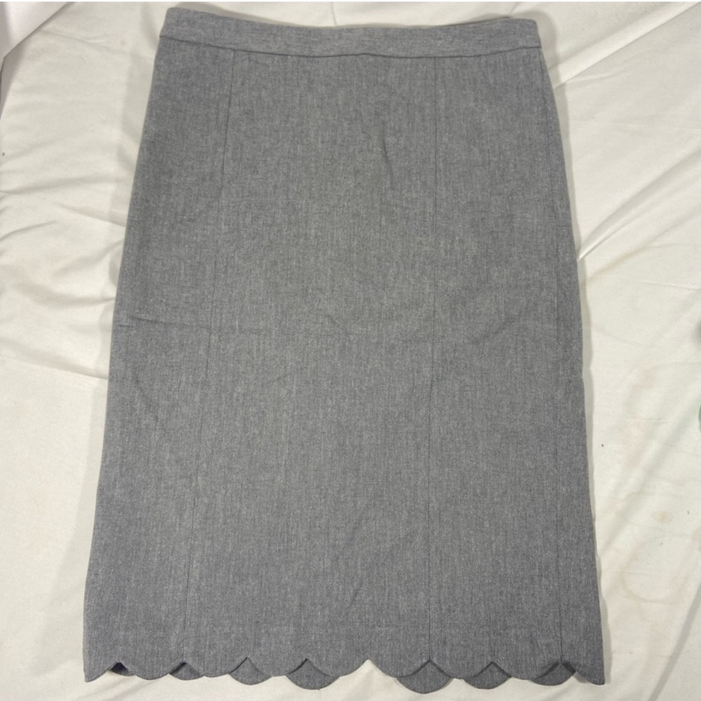 Banana Republic Gray Pencil Skirt with Scalloped Hem